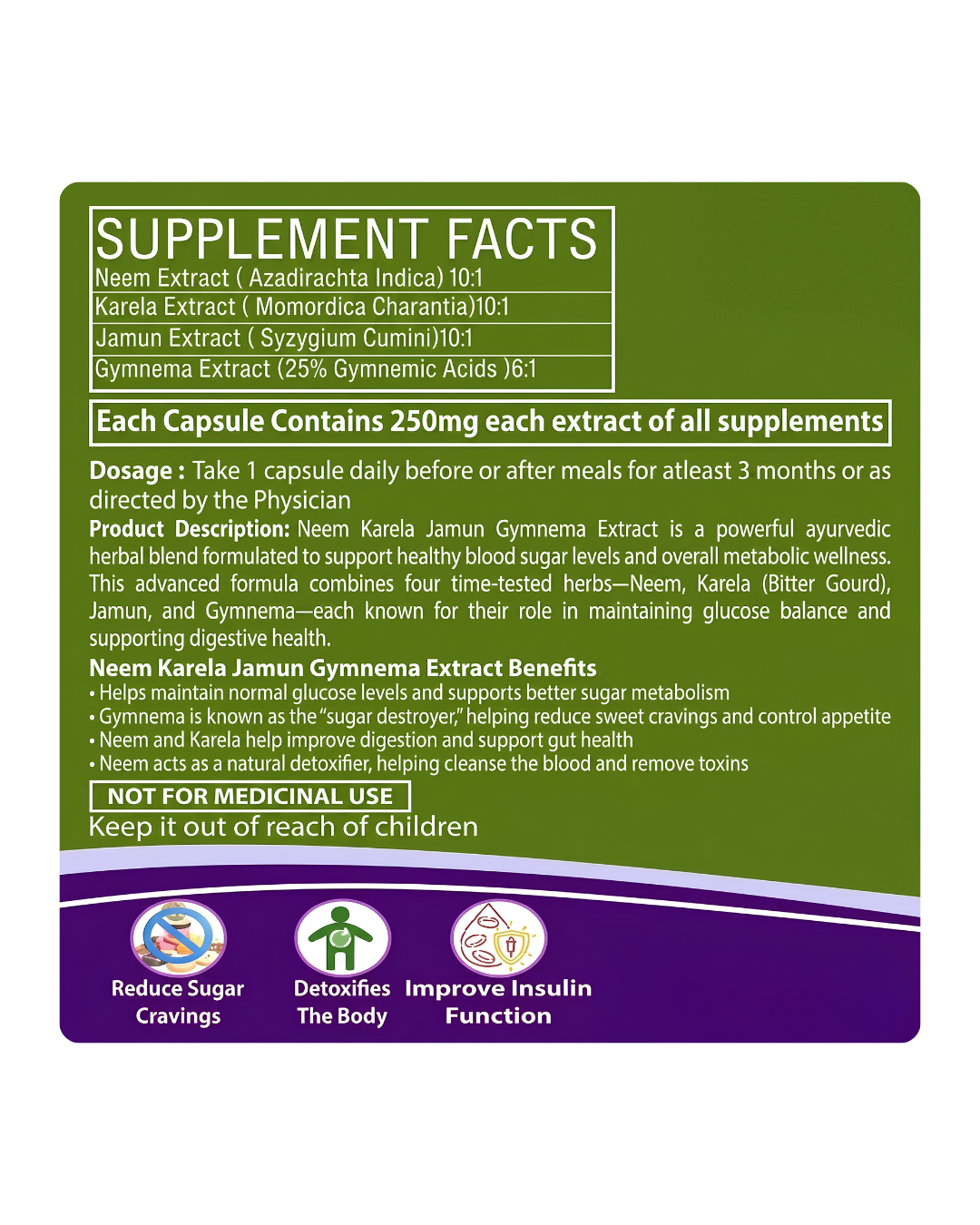 NEEM KARELA JAMUN GYMNEMA EXTRACT CAPSULE